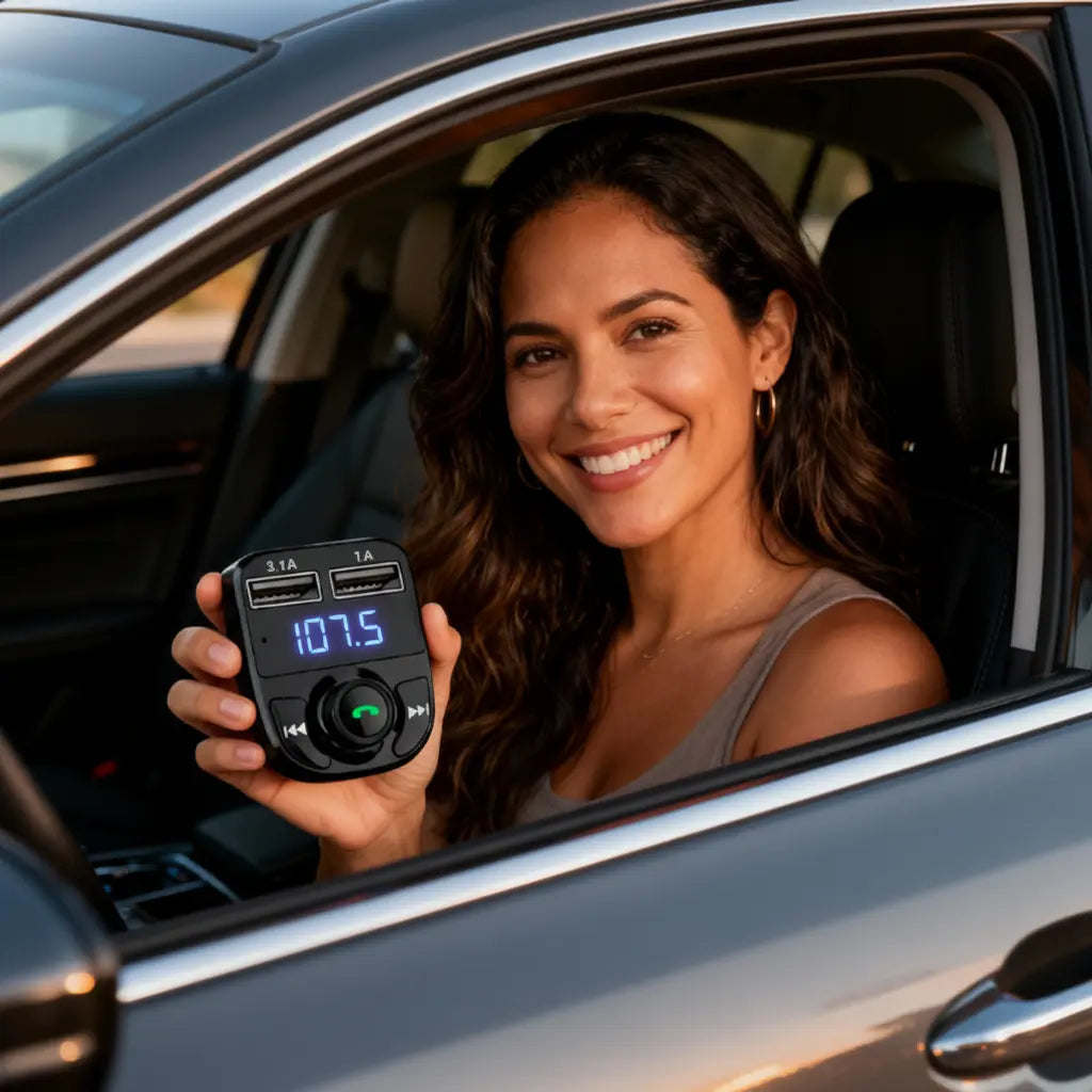 Transmisor FM Bluetooth FX8 de Alta Fidelidad - Reproductor MP3 para Auto con Doble USB y Micro SD, Conexión Estable Pro - Conecta Chava Shop