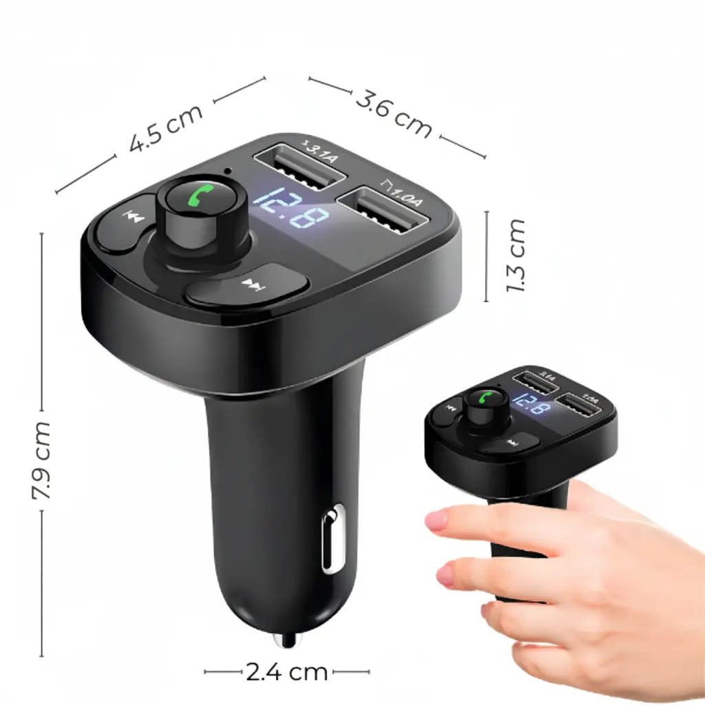 Transmisor FM Bluetooth FX8 de Alta Fidelidad - Reproductor MP3 para Auto con Doble USB y Micro SD, Conexión Estable Pro - Conecta Chava Shop