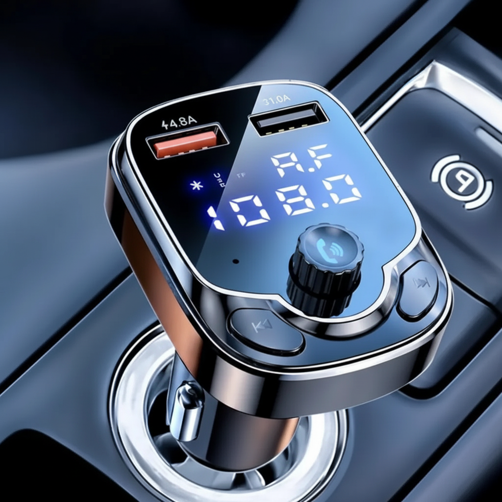 Transmisor Bluetooth 5.0 para Auto con Reproductor MP3 - Adaptador de Radio FM con Doble Puerto USB Pro 2026 - Conecta Chava Shop