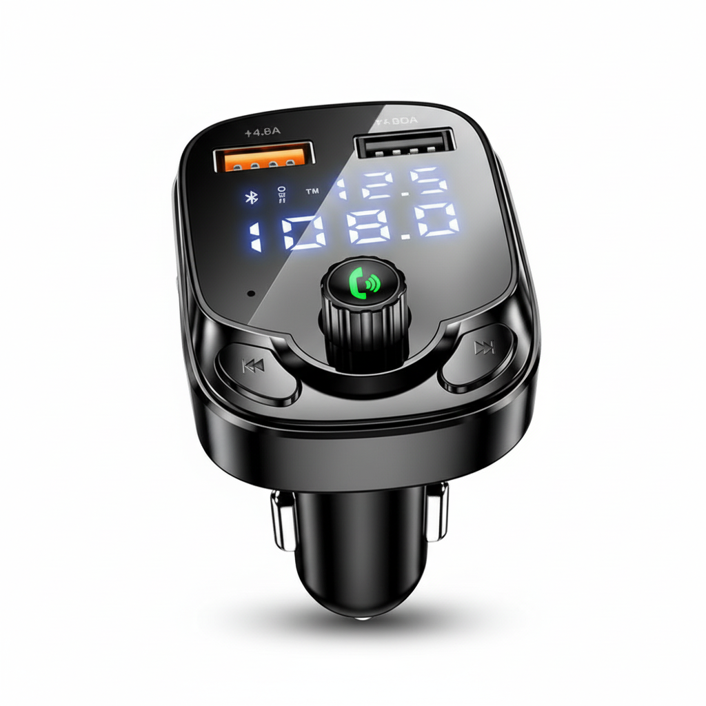Transmisor Bluetooth 5.0 para Auto con Reproductor MP3 - Adaptador de Radio FM con Doble Puerto USB Pro 2026 - Conecta Chava Shop