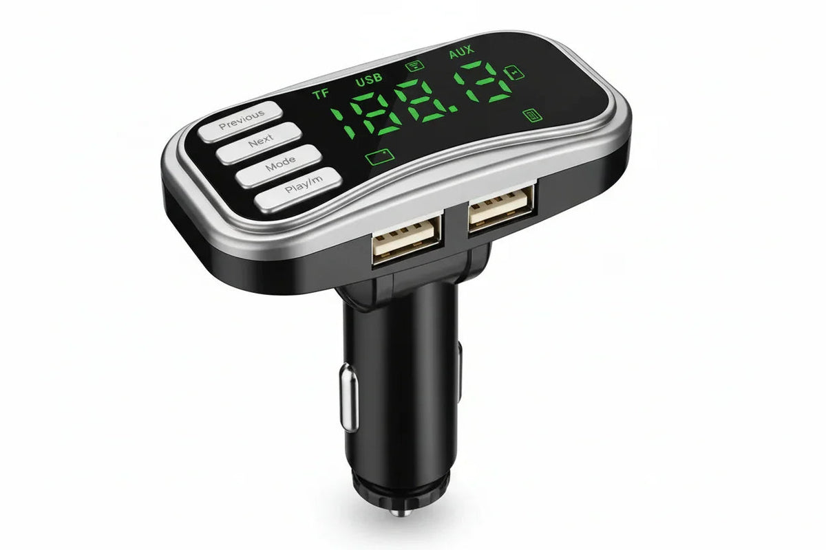 Transmisor Bluetooth FM con Pantalla Gigante Digital - Reproductor MP3 para Auto, Manos Libres y Doble Carga USB, Calidad Pro 2026 - Conecta Chava Shop