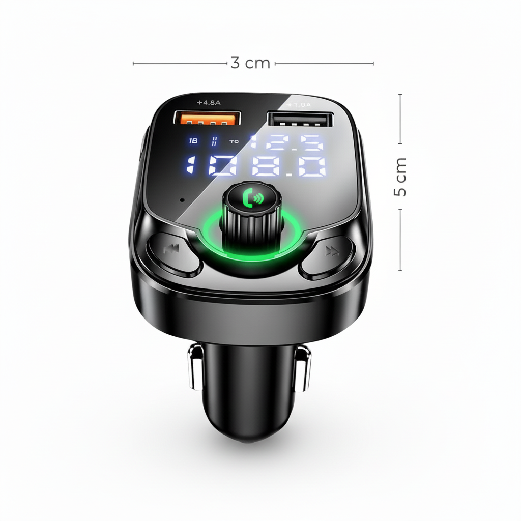 Transmisor Bluetooth 5.0 para Auto con Reproductor MP3 - Adaptador de Radio FM con Doble Puerto USB Pro 2026 - Conecta Chava Shop