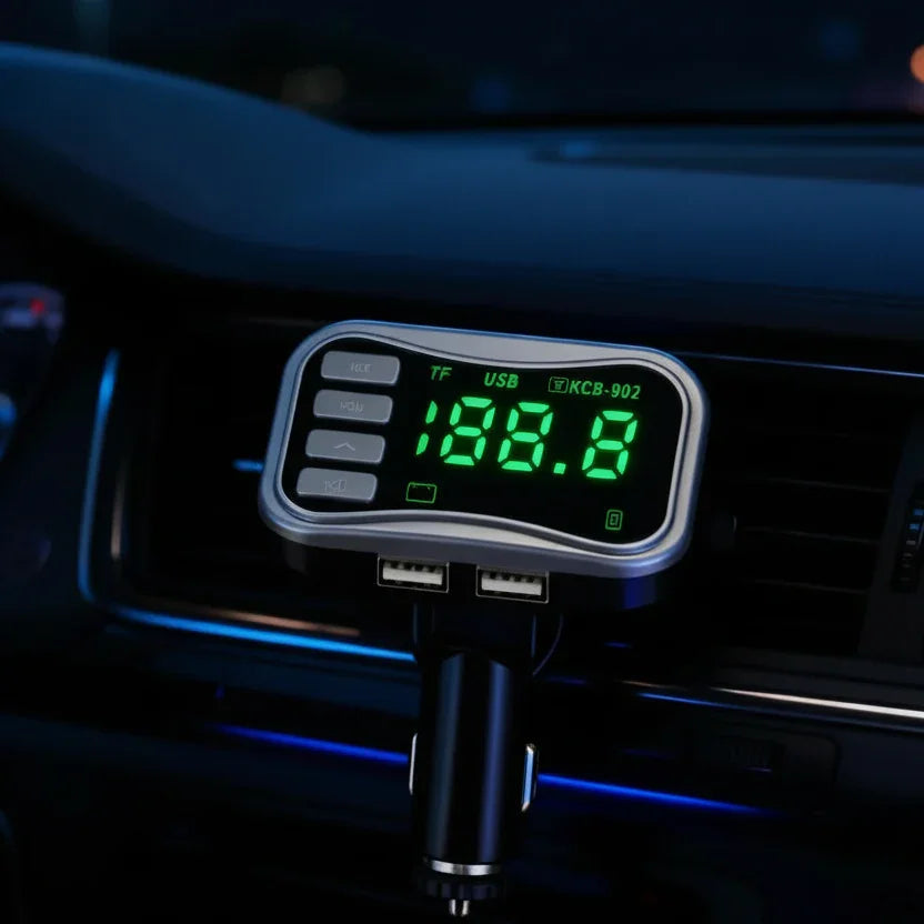 Transmisor Bluetooth FM con Pantalla Gigante Digital - Reproductor MP3 para Auto, Manos Libres y Doble Carga USB, Calidad Pro 2026 - Conecta Chava Shop