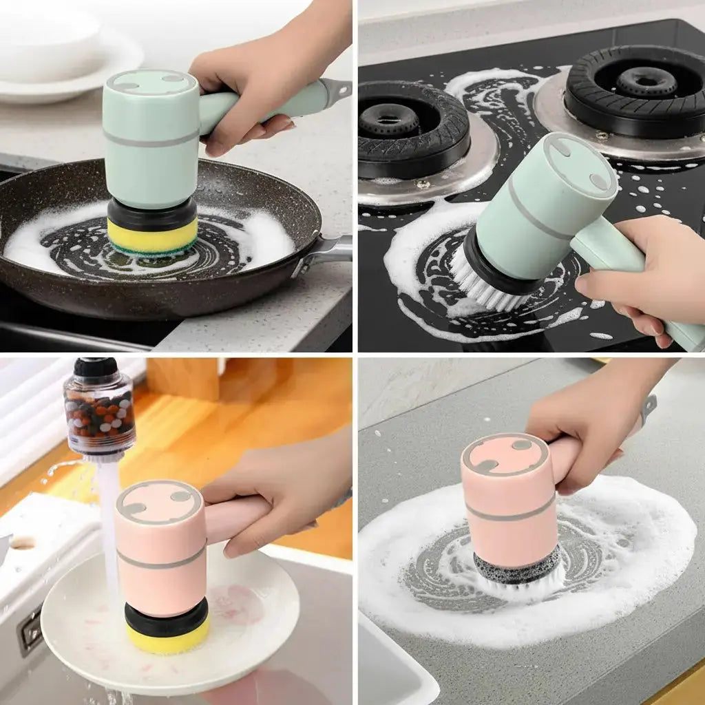 Cepillo de Limpieza Eléctrico Inalámbrico 5 en 1 - Lavador Recargable para Cocina y Baño con 5 Cabezales Intercambiables Pro 2026 - Conecta Chava Shop