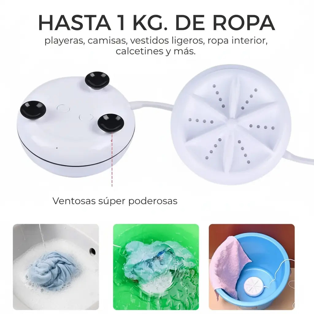 Mini Lavadora Portátil Ultrasónica con USB - Lavadora Compacta para Ropa Interior y Prendas Delicadas Pro 2026 - Conecta Chava Shop