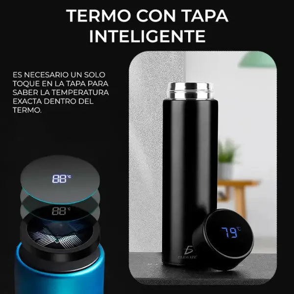 Termo Inteligente de Acero Inoxidable con Pantalla LCD - Botella Térmica con Sensor de Temperatura en Tiempo Real, Aislamiento al Vacío Pro - Conecta Chava Shop