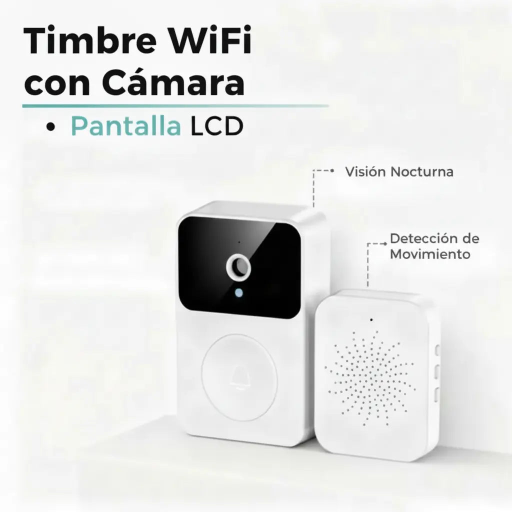 Timbre WiFi con Cámara y Visión Nocturna - Video Portero Inteligente con Detección de Movimiento Pro 2026 - Conecta Chava Shop
