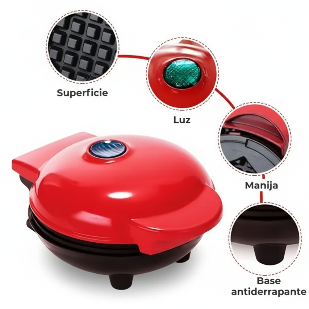Waflera Eléctrica en forma de Corazón - Máquina de Waffles Antiadherente para Desayunos Románticos y Diseño Compacto Pro 2026 - Conecta Chava Shop