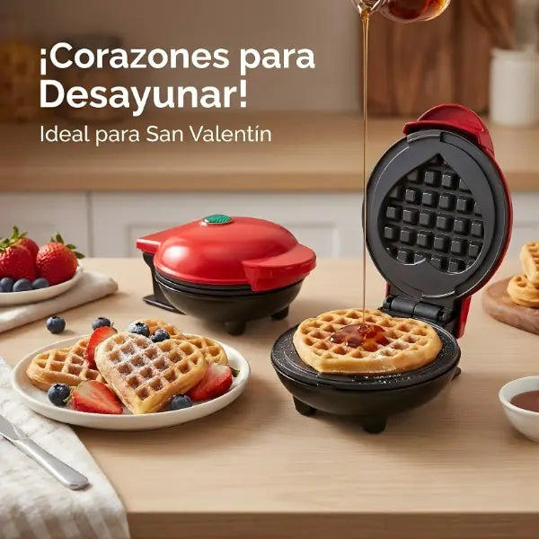 Waflera Eléctrica en forma de Corazón - Máquina de Waffles Antiadherente para Desayunos Románticos y Diseño Compacto Pro 2026 - Conecta Chava Shop