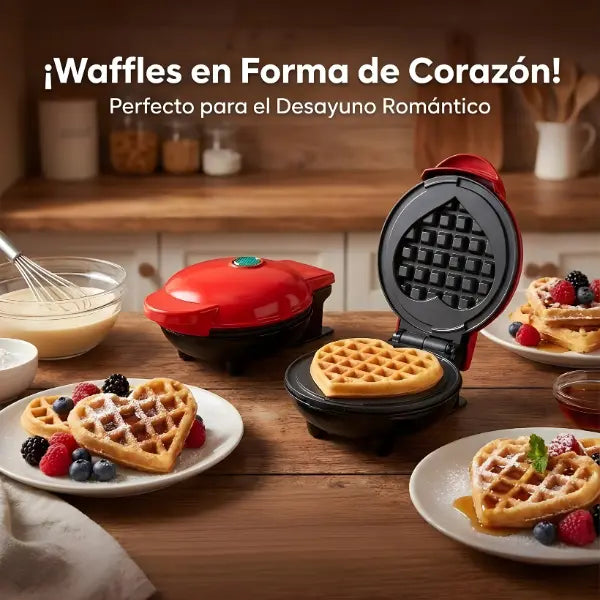 Waflera Eléctrica en forma de Corazón - Máquina de Waffles Antiadherente para Desayunos Románticos y Diseño Compacto Pro 2026 - Conecta Chava Shop